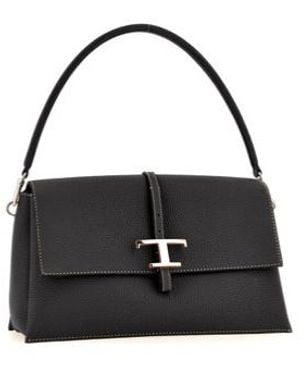 Tod's Small T Timeless Pebbled-Leather Shoulder Bag - Black