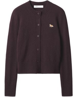 Maison Kitsuné Baby Fox Lambswool Fitted Cardigan - Purple