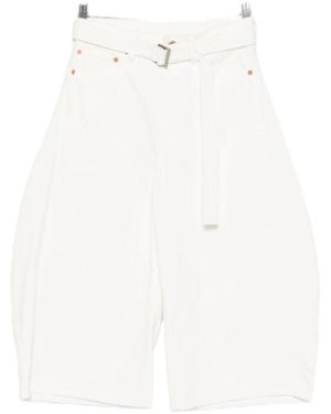 Sacai Belted Cropped Denim Shorts - White