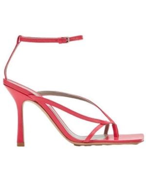 Bottega Veneta Square-Headed High-Heeled Sandals - Pink