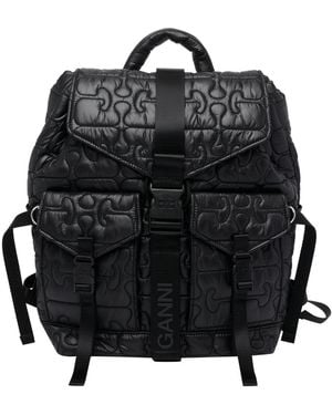 Ganni Quilted Backpack - Black