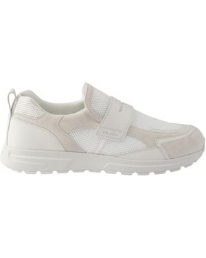 Prada Prax Mesh Fabric And Leather Loafers - Gray
