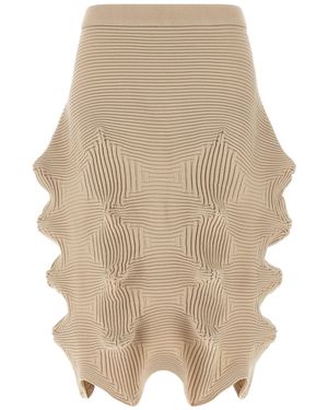 Issey Miyake Linkage Ribbed Knitted Skirt - Natural