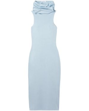 Alaïa Hoded Stretch Knitted Dress - Blue