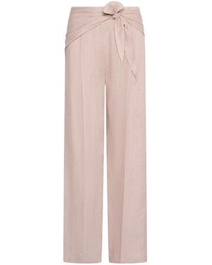 Marella Straight Linen Trousers - Pink