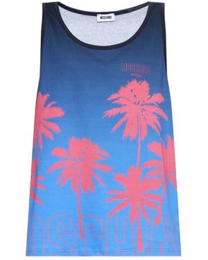 Moschino Palm-Tree-Print Tank Top - Blue