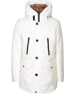 Woolrich Logo Printed Hooded Down Jacket - White