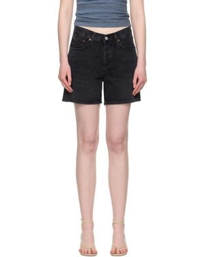 Agolde V-Waist Denim Shorts - Black