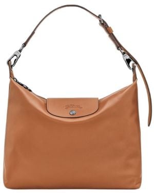 Longchamp Flap Button Shoulder Bag - Brown