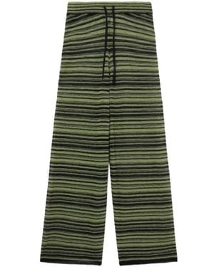 Ganni Striped-Pattern Pants - Green