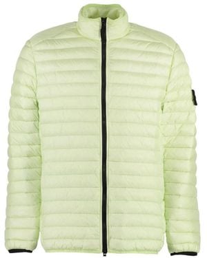 Stone Island Logo Patch Zip-Up Padded Jacket - Green