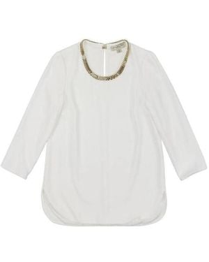 Burberry Logo Round-Neck Long-Sleeve Blouse - White