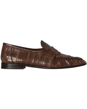 The Row Ruched Detailed Slip-On Loafers - Brown