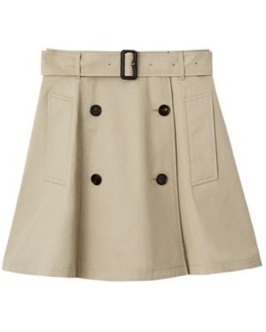 Burberry Gabardine Trench Mini Skirt - Natural
