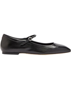 Aeyde Square-Toe Leather Ballet Flats - Black