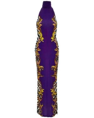 Versace Jeans Couture Couture Turtleneck Sleeveless Maxi Dress - Purple