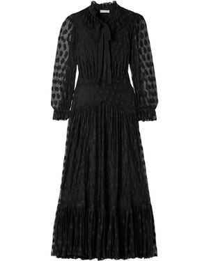 Ulla Johnson Carla Tie-Neck Ruffled Fil Coupe Mesh Maxi Dress - Black