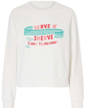 Mother Printed Cotton-Jersey Sweater - White