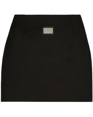 Dolce & Gabbana Logo-Plaque High-Waisted Miniskirt - Black