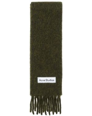 Acne Studios Fringed Logo-Patch Scarf - Green