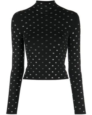 Alexander Wang Logo Rhinestone Top - Black