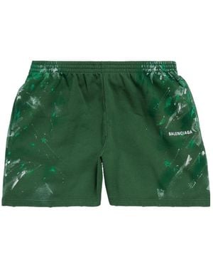 Balenciaga Paint Splatter Relaxed Fit Shorts - Green