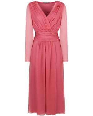 Alberta Ferretti Crossed V-Neck Dress - Pink