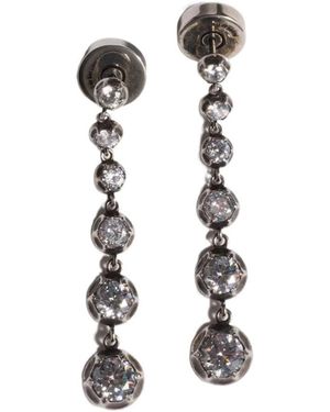 Miu Miu Metal Pendant Earrings With Crystals - White