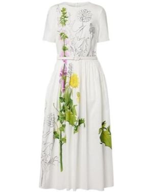 Oscar de la Renta Foxglove Cotton-Blend Poplin Midi Dress - White