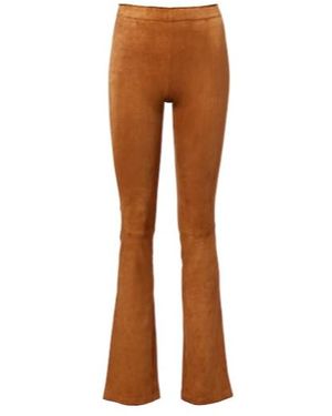 Stouls Jp Long Suede Flared Trousers - Brown