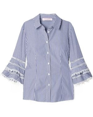 Carolina Herrera Ruffled Striped Shirt - Blue