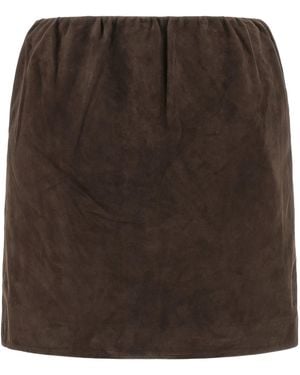 ROTATE BIRGER CHRISTENSEN Leather Mini Skirt - Brown