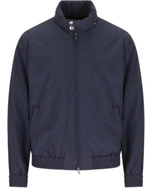 Brunello Cucinelli Elasticated Hem Zipped Bomber Jacket - Blue