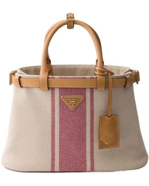 Prada Buckle Small Canvas And Leather Bag - Pink