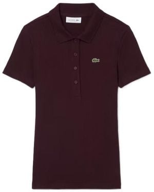 Lacoste Slim Fit L.12.D Ribbed Cotton Polo Shirt - Red