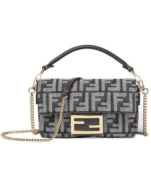 Fendi Baguette Ff Jacquard Mini Tote Bag - Metallic