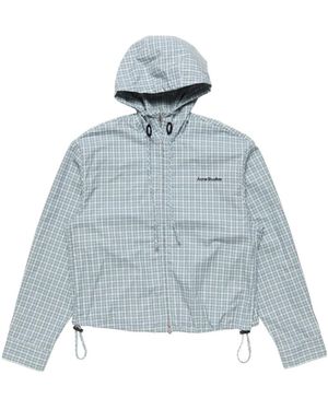 Acne Studios Hooded Check Jacket - Blue