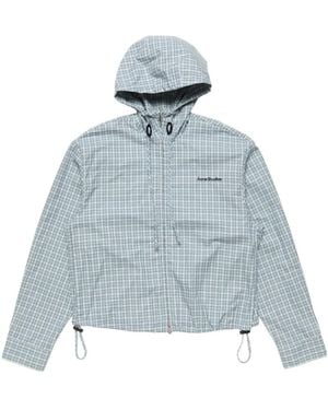Acne Studios Hooded Check Jacket - Blue