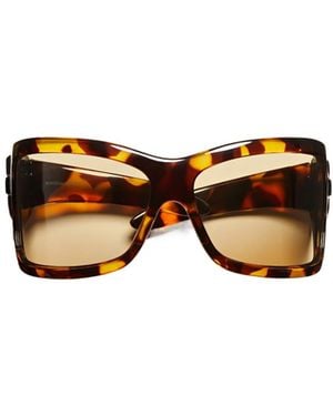 Bottega Veneta Intrecciato Wraparound Sunglasses - Brown