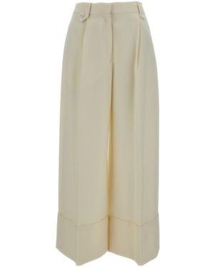 Simone Rocha Wide-Leg Cropped Casual Pants With Belt Loops - Natural