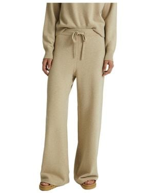 Yves Salomon Knitted Wide-Leg Trousers - Natural