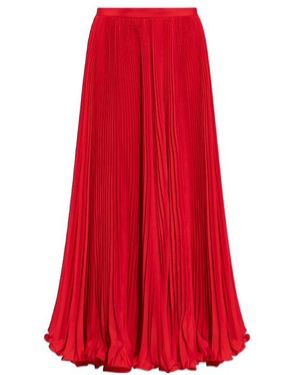 Balmain Pleated Maxi Skirt - Red