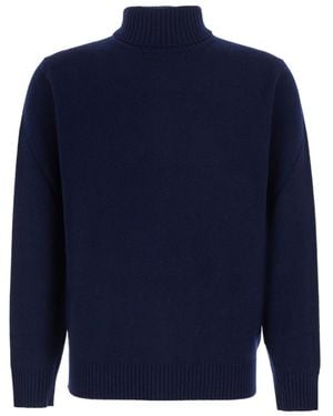 Kangra Cashmere Long-Sleeve High-Neck Top - Blue