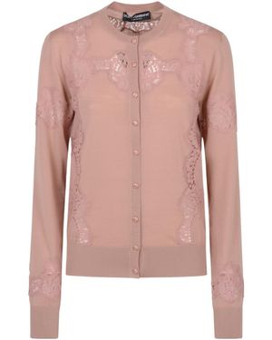 Dolce & Gabbana Lace Detailed Top - Pink