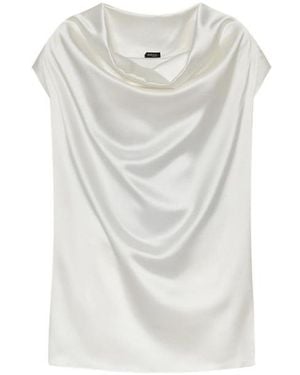 Kiton Draped Collar Top - White