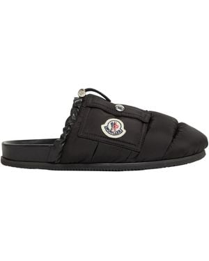 Moncler Logo Patch Padded Slippers - Black