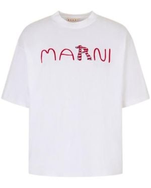 Marni Logo Printed Crewneck T-Shirt - White