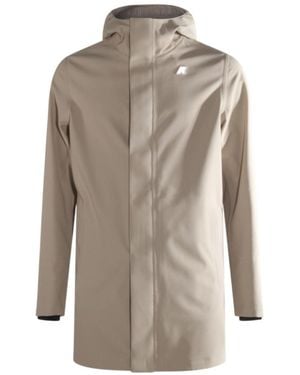 K-Way Logo Patch Hooded Coat - Gray