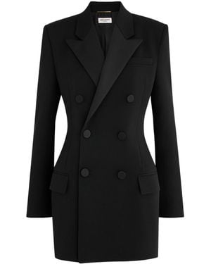 Saint Laurent Double-Breasted Wool Blazer - Black