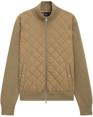 BOSS Quilted Zip-Up Jacket - Natural